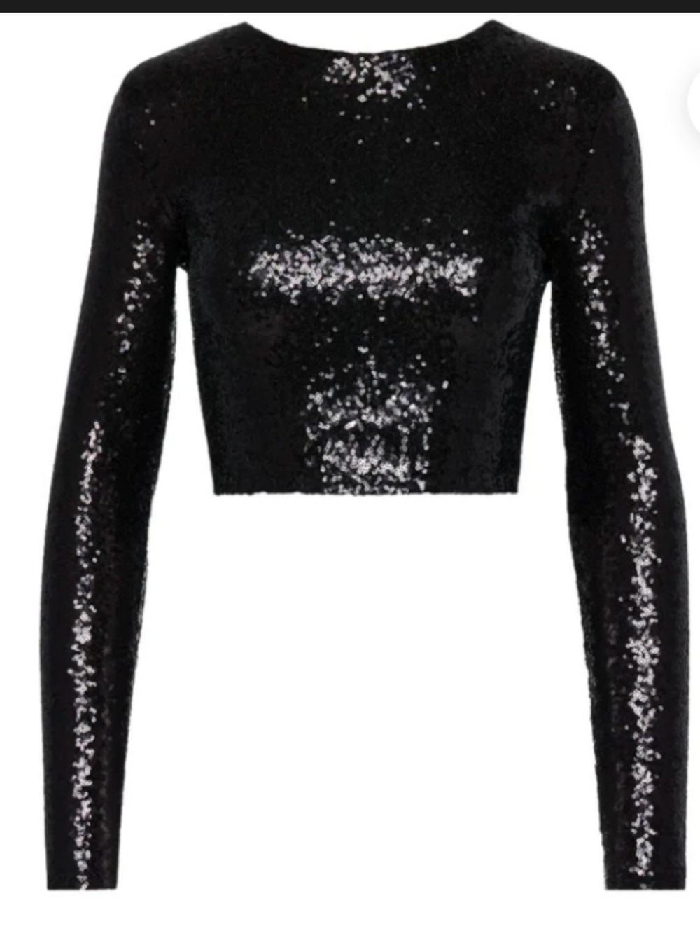 Commando Sequin Long Sleeve Crewneck Crop Top in Black Size Medium